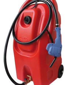 Contenedor de transporte con ruedas para gasolina.